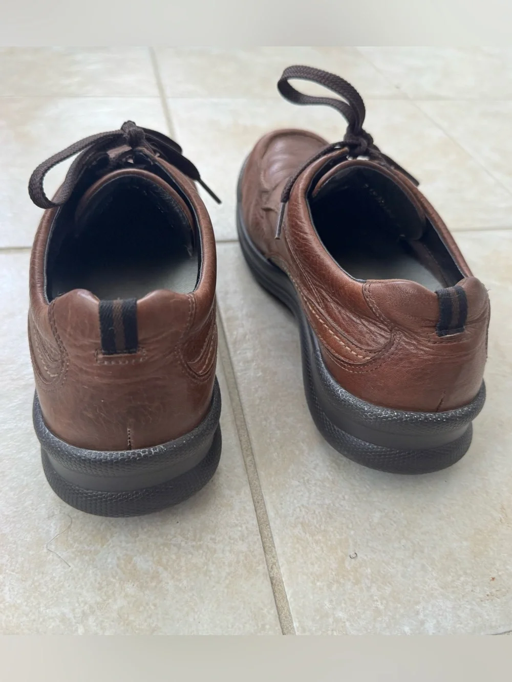 SAS Move On Brown Leather Walking Shoes Mens 7.5 W Lace Up Comfort Made In USA